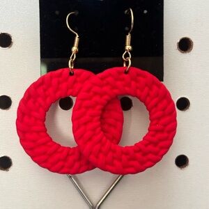 Red Woven Hoop Earrings - Brand
